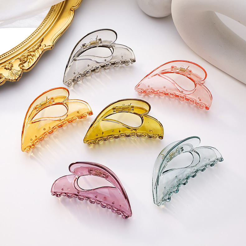 Tempérament Coréen Couleur Transparente Clip Grand Clip Texture Translucide Gros Cheveux Attraper Lavage Visage Bain Cheveux Clip Grand Clip Queue De Cheval Gros Nihaojewelry display picture 1