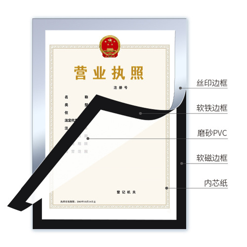 pvc magnetic photo frame custom wall hanging creative transparent picture frame A4 certificate display sticker business license protective cover