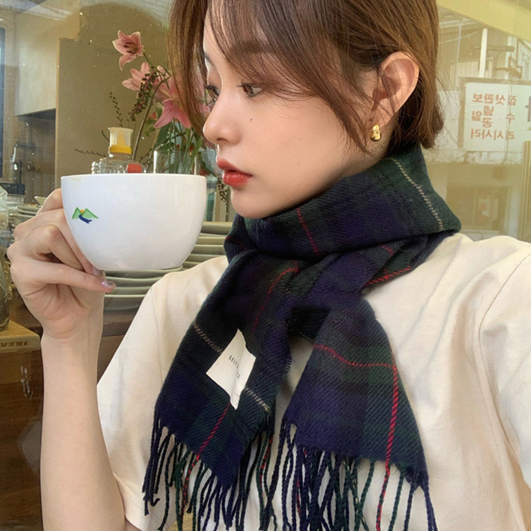 批发新款韩版秋冬季格子围巾定制仿羊绒女士保暖流苏时尚百搭披肩|ms