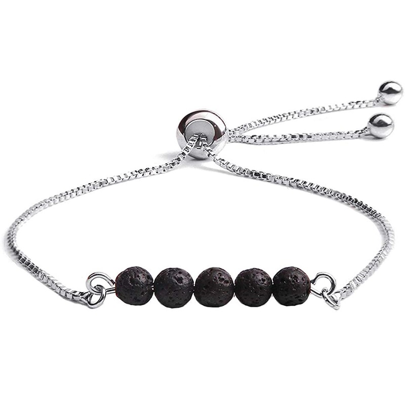 European and American Foreign trade jewelry natural volcanic stone beaded bracelet aromatherapy perfume essential oil diffuser stainless steel bracelet