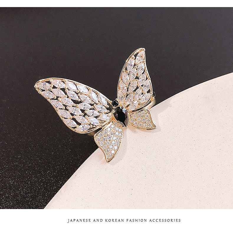 Fashion Rings For Women Korean Fashion Open Butterfly Ring Sparkling Zircon Bracelet display picture 7