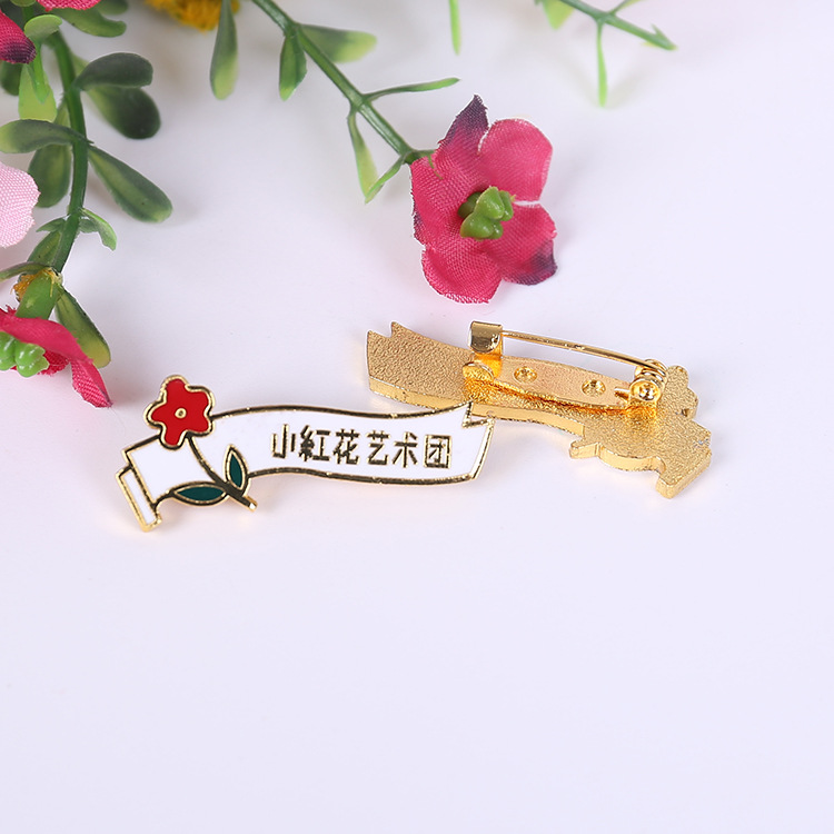 精美压铸金属工艺品 珐琅纪念徽章 异型花朵设计电镀艺术团徽定做