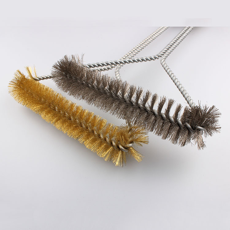 Directo de fábrica al aire libre barbacoa parrilla cepillo de limpieza mango largo de acero inoxidable en forma de Y cepillo de curling BARBACOA de alambre de cobre cepillo de barbacoa