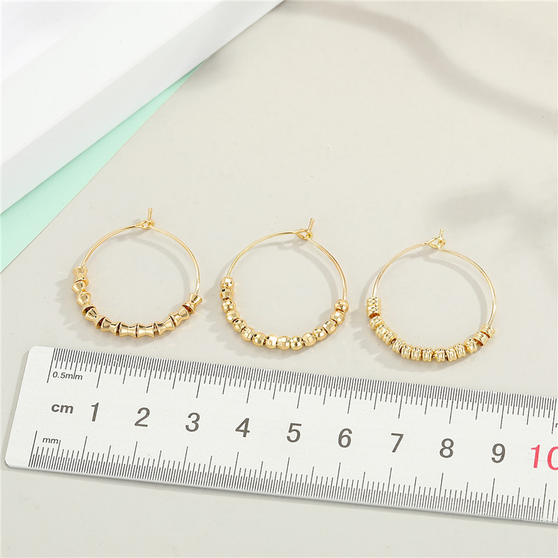 Fashion Simple All-match Color-preserving Gold Earrings Handmade Beaded Earrings Wild Basic Copper Ear Accessory Birthday Nihaojewelry display picture 1