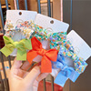 Children's hair accessory, bangs, hairpins, hairgrip with bow, floral print, Korean style