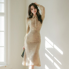 御姐套装2021新款韩版气质女神蕾丝设计感衬衫高腰轻熟风两件套裙