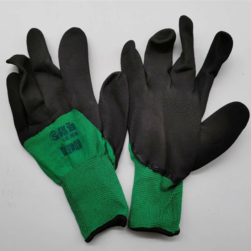 乳胶发泡格手套劳保耐磨工作干活防滑透气浸胶涂胶劳动防护带胶皮