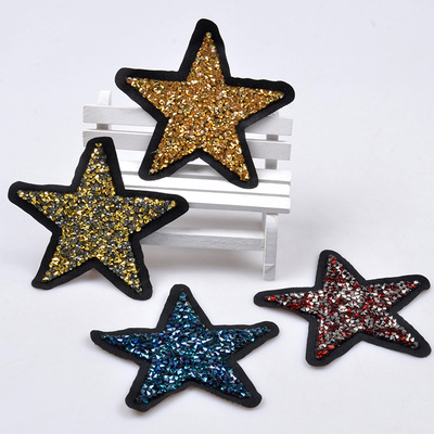 厂家直供乱钻背热熔胶网钻热熔章仔DIY星星图案烫钻服装配件