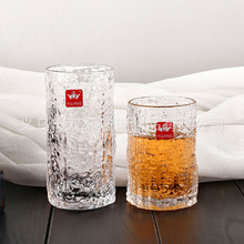 ins网红家用耐热玻璃水杯创意透明日式锤纹果汁杯加厚个性树皮杯