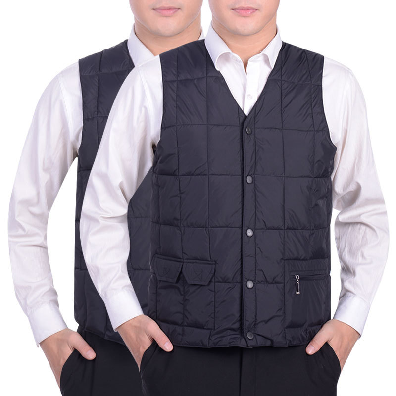 男士羽绒棉马甲加厚款秋冬季中老年棉背心坎肩保暖男款马甲冬季|ms