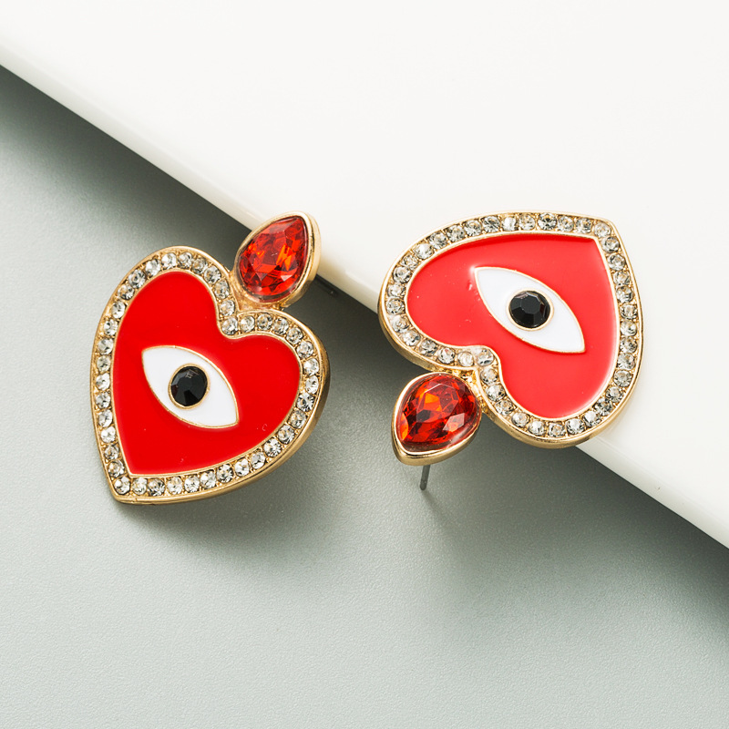 Fashion Eye Diamond Alloy Artificial Gemstones Earrings display picture 5