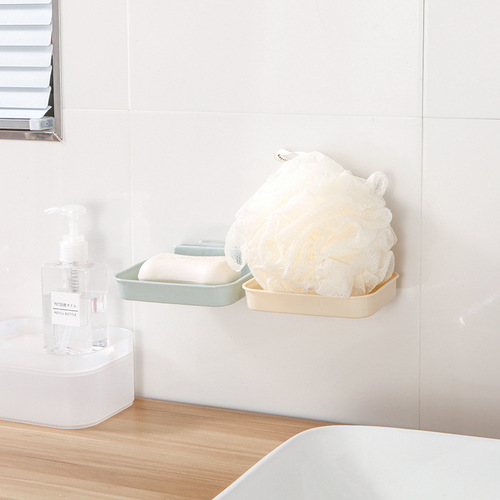 Smiley face soap box bathroom wash soap holder single layer household soap box plastic drainable no punching T