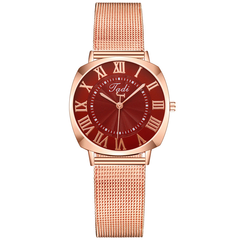 New Starry Sky Sparkling Pink Square Large dial Simple Lazy Mila Alloy Mesh Belt Women's Quartz Watch_voghion.com
