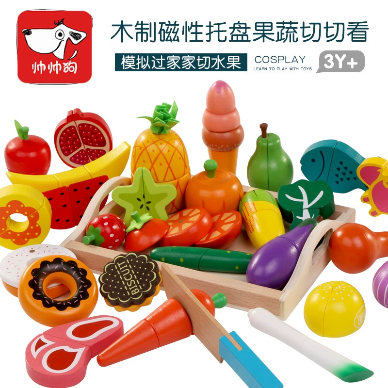 Детский деревянный поднос Магнитная нарезка для фруктов и овощей Игра Домашнее моделирование Кухня Настольная интерактивная игрушка