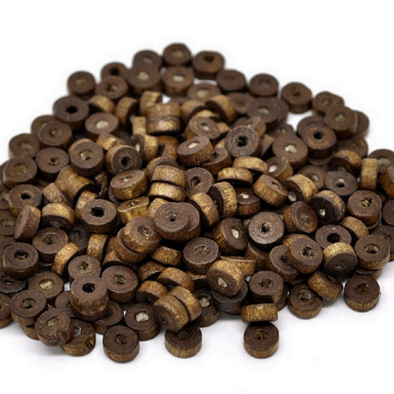 Прямые поставки ювелирных изделий бусины DIY свободные бусины распорные бусины браслет бусины коричневые плоские круглые деревянные бусины 8 мм1000