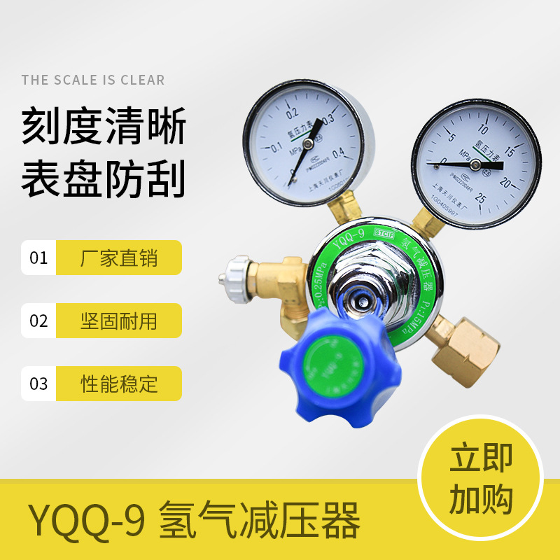 上海减压器 YQQ-9（带微调）0.4*25MPa 氢气减压器 氢气表 减压阀