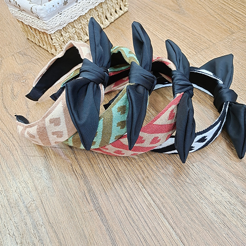 Diadema De Orejas De Conejo De Ala Ancha Coreana Con Lazo De Amor Nuevo display picture 1