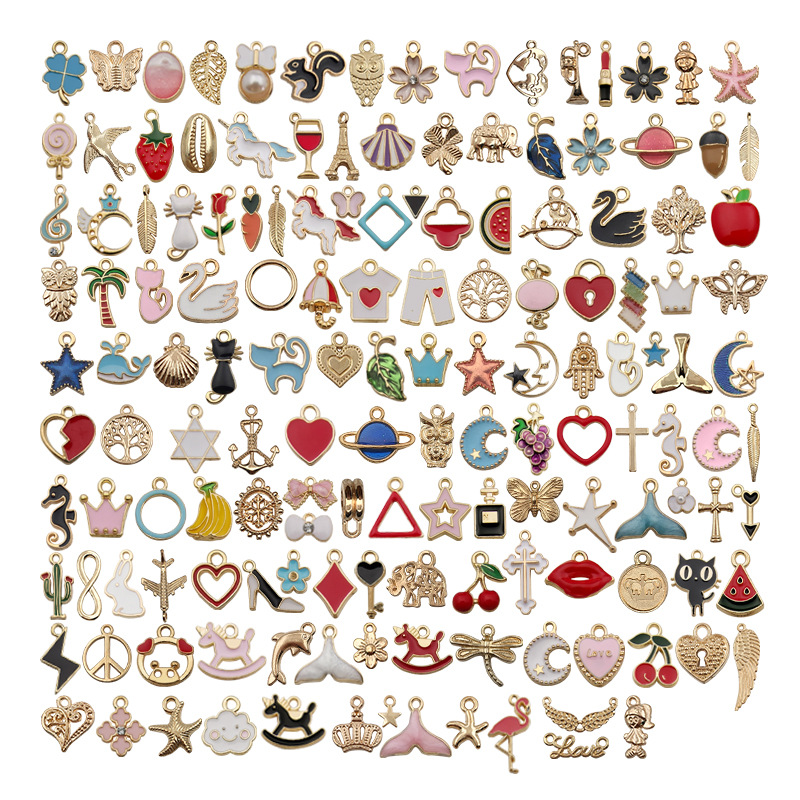 23g Weight Pendant Jewelry Making Type 1 Set 10-20mm Alloy Heart Shape Cat Flower Pendant
