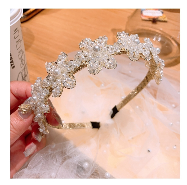 Korean Original Handmade Rice Grain Pearl Crystal Mix  Match Bright Flower Headband  Wholesale Nihaojewelry display picture 5