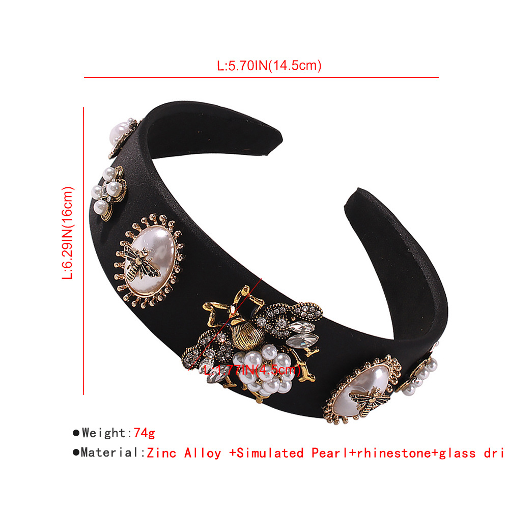 Fashion Bee Pearl Wide-edge Diamond Headband For Women Wholesale display picture 1