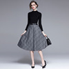 Women's wear suit Autumn and winter Stand collar Long sleeve black Primer Sweater lattice skirt commute Two piece set