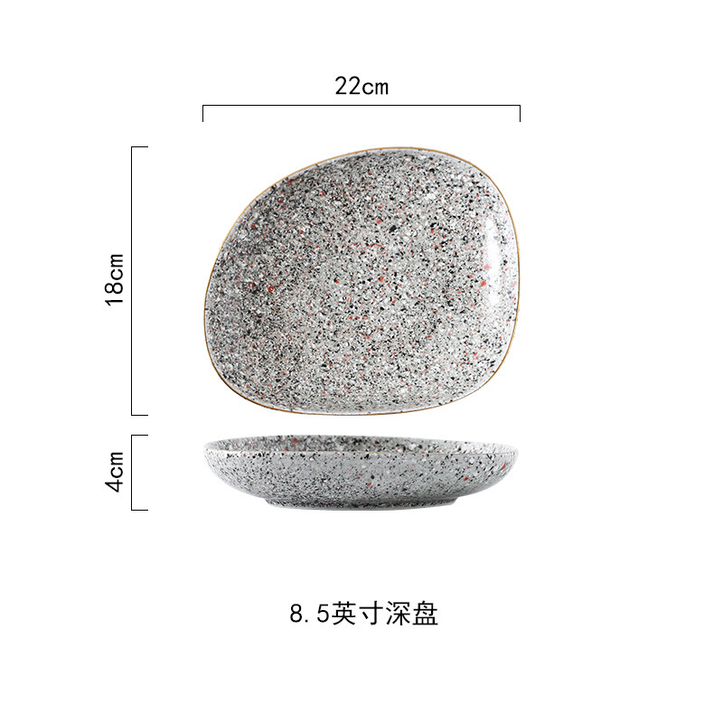 Luz de lujo yuhua esmalte Vintage horno de cerámica vajilla horno de microondas borde dorado especial irregular tazón de arroz tazón de sopa plato occidental