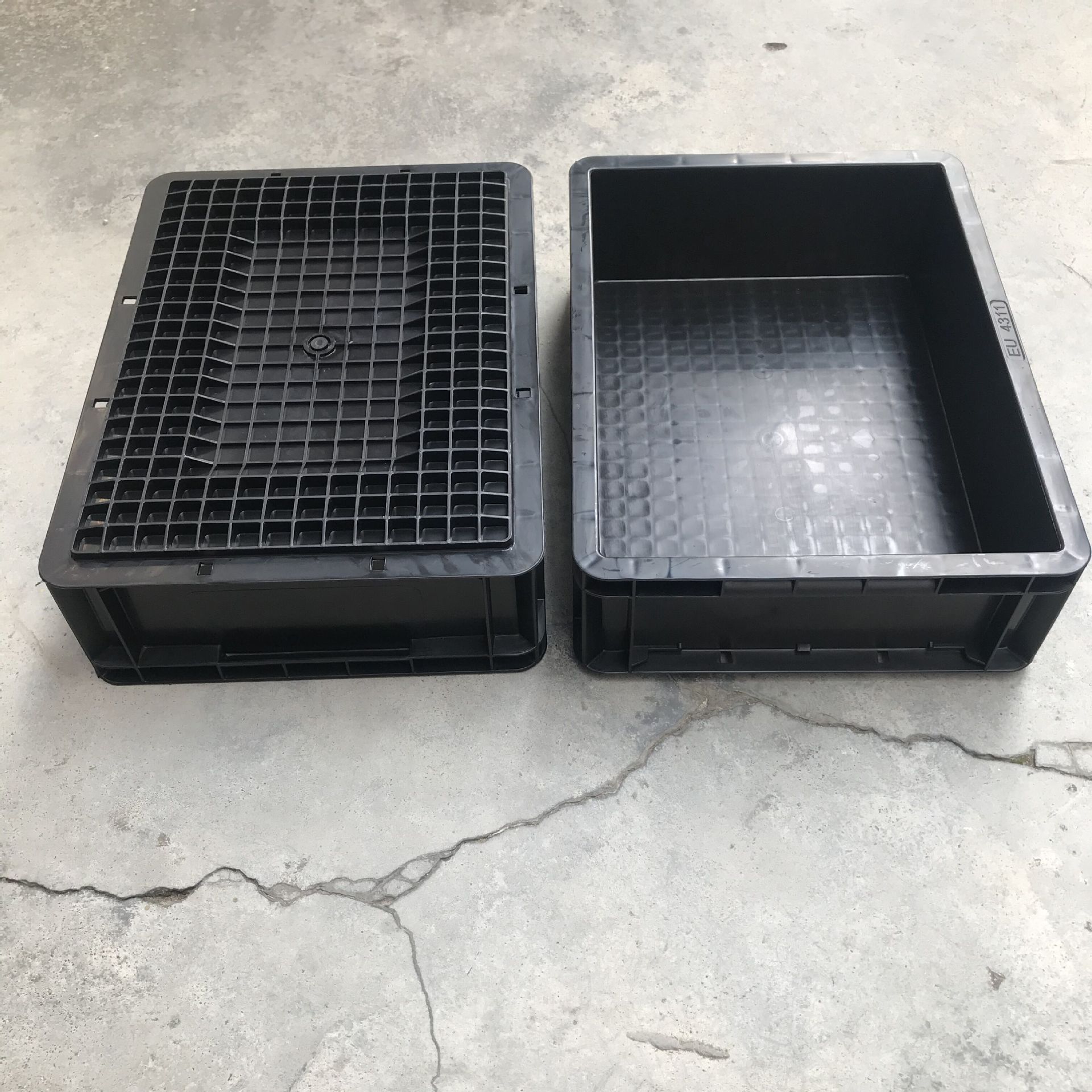 厂家供应黑色静电eu收纳箱 pp塑料蓝色eu箱 灰色加厚物料箱