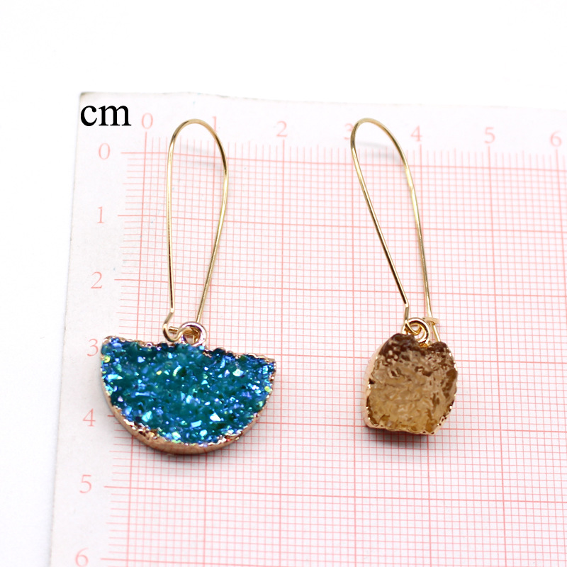 Wholesale Women's Natural Stone Earrings Imitation Crystal Bud Semicircle Earrings Imitation Natural Stone Earrings Square Earrings Yiwu display picture 1