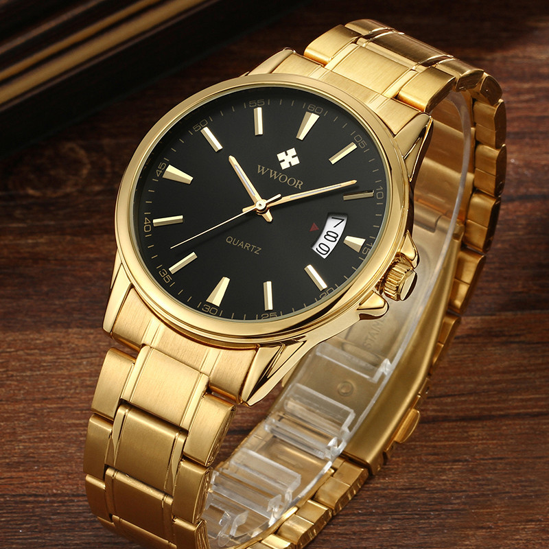 WWOOR sosteniendo amor nuevo reloj de cuarzo de negocios de los hombres calendario impermeable reloj redondo cabeza casual Bowl Watch 8833