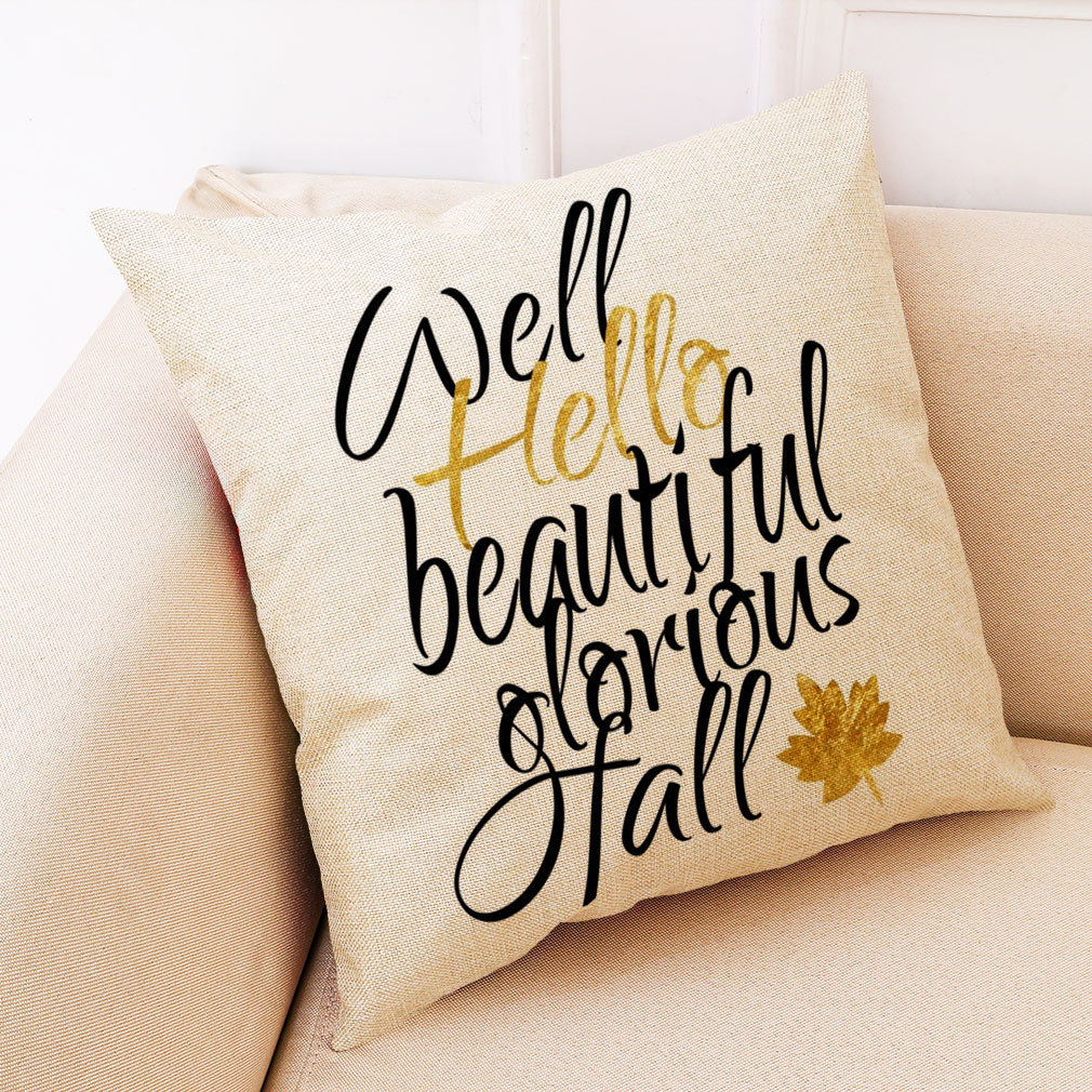 定制 亚马逊热卖爆款创意感恩节南瓜棉麻抱枕套 办公午睡靠垫靠枕