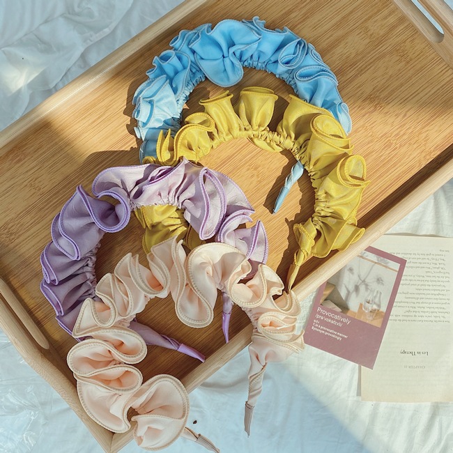 Hot Selling Fashion Fold Headband Lotus Leaf Wide-brimmed Headband display picture 6