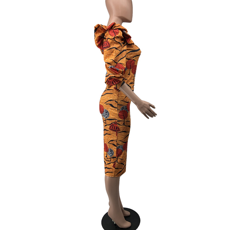 Spring off-Shoulder Small Hip-Wrapped Dress Retro Summer Women Clothing Waist-Slimming Dress