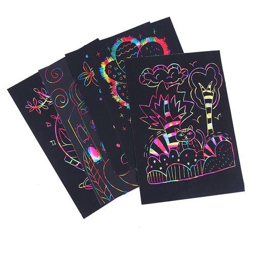 Factory direct sales a4 children's colorful scratch-off paper 50 sheets diy handmade 32K scratch-off paper non-toxic scratch-off paper wholesale