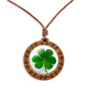 Wooden lucky clover, retro pendant, necklace suitable for men and women, fashionable accessory handmade, wholesale