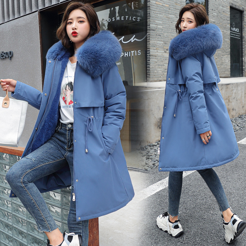 Mid Long Style To Overcome Cotton Padded Lamb Maoneicun Down And Cotton Padded Jacket For Women