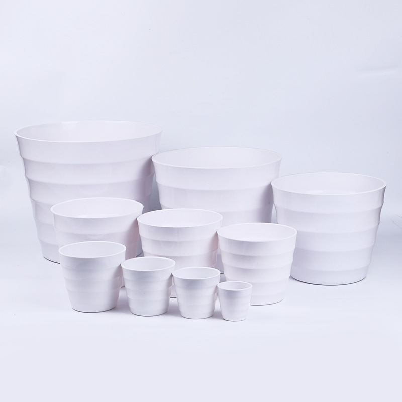 The coarse-textured Y02 series 10-sized faux porcelain plastic flowerpot is made of melamine material, with a solid color scheme and simple design detail image 1