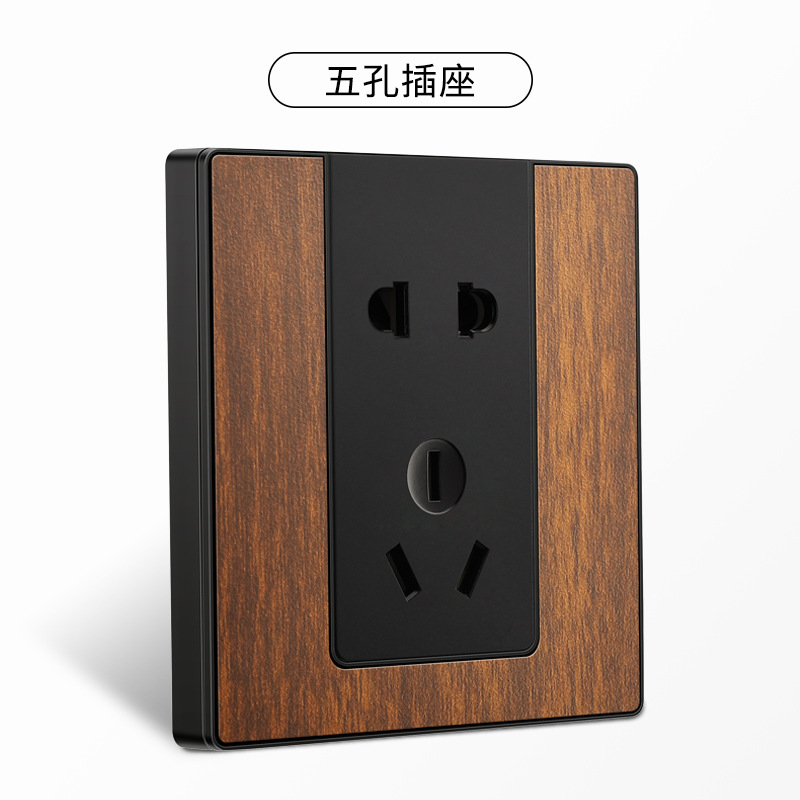 Nueva decoración del hogar lingsong nuevo panel de toma de interruptor de grano de madera Osaka 86 tipo de interruptor de pared socket de cinco agujeros al por mayor