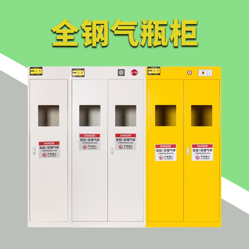 全钢气瓶柜智能加厚带报警单瓶双瓶三瓶氢气氧气液化气存储柜定制