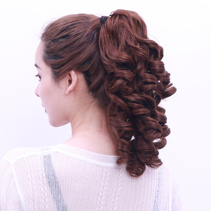 Peluca cola de caballo en línea celebridad chica clip de pelo rizado cola natural realista pelo mullido extensión media longitud peluca trenza cola