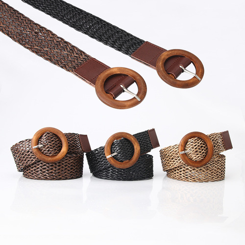 New women's woven belt trendy European and American style versatile dress decorative belt fashion trouser belt belt wholesale