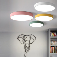 北歐卧室簡約現代吸頂燈創意led過道陽台馬卡龍超薄圓形書房燈具