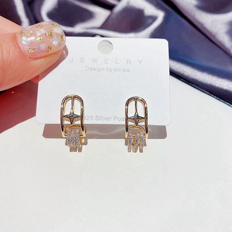 Boucles D'oreilles En Argent Zircon Incrusté Étoile S925 display picture 5