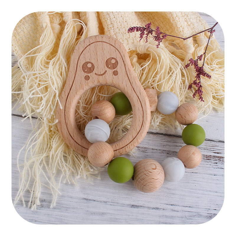 Bebé haya dibujos animados juguete aguacate mordedor pulsera bebé Seguridad Protección Ambiental silicona chupete cadena mordedor palo