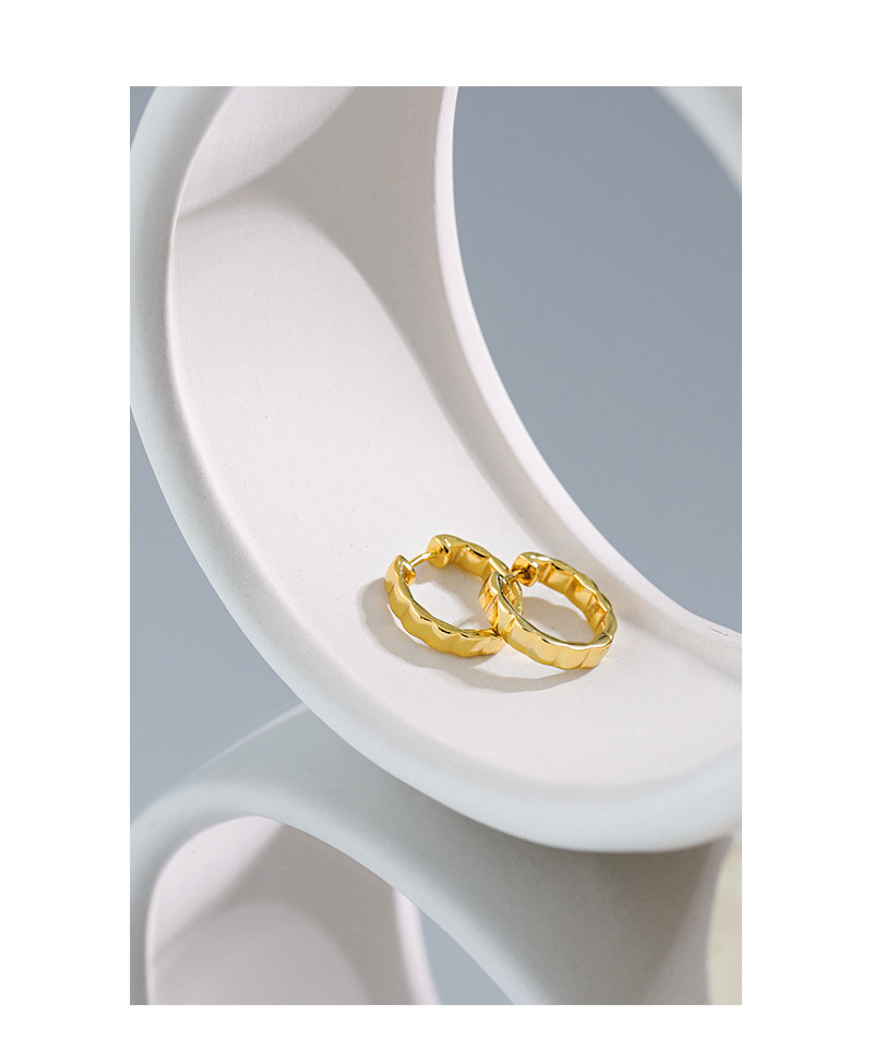 Earrings Classification 071 Korean Version Of Minimalist Chocolate Plaid S925 Sterling Silver Earrings