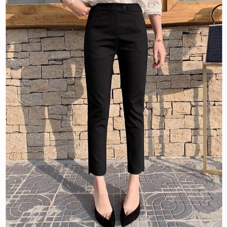 新款西装裤女韩版修身显瘦弹力黑色休闲西装烟管裤2022女装