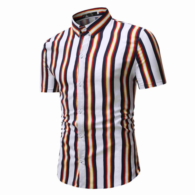 Men’s casual stripe short sleeve shirt