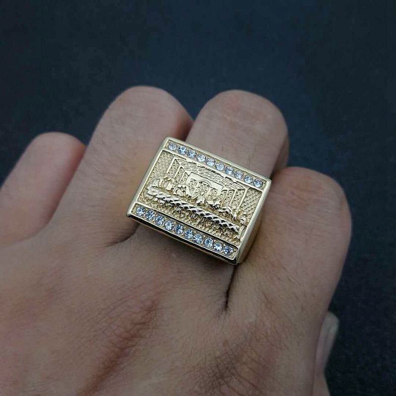 13, 7 Ring Size 1 Piece Quantity 1 Piece Hip-hop Geometric Titanium Steel Inlay Rhinestones Men's Rings