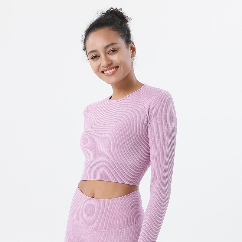 Nuevo europeo y americano Amazon pantalones de yoga de punto sin costuras traje de fitness nylon de secado rápido traje de yoga traje de manga larga mujeres
