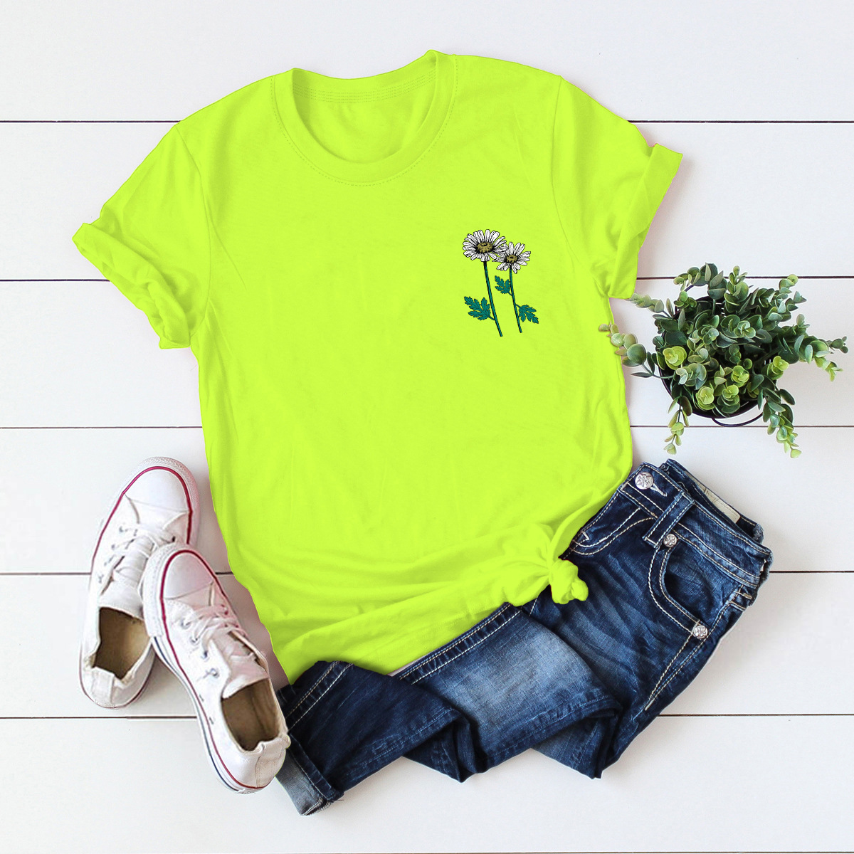 small daisy cotton short-sleeved t-shirt women NSSN2704
