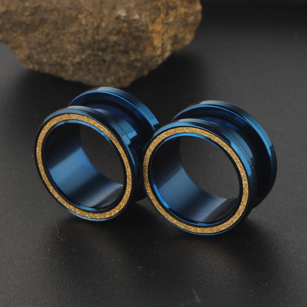 Stainless Steel Sand Pressure Ear Expander Ear Pulley Jewelry Gold 16mm Body Piercing Jewelry detail image 8
